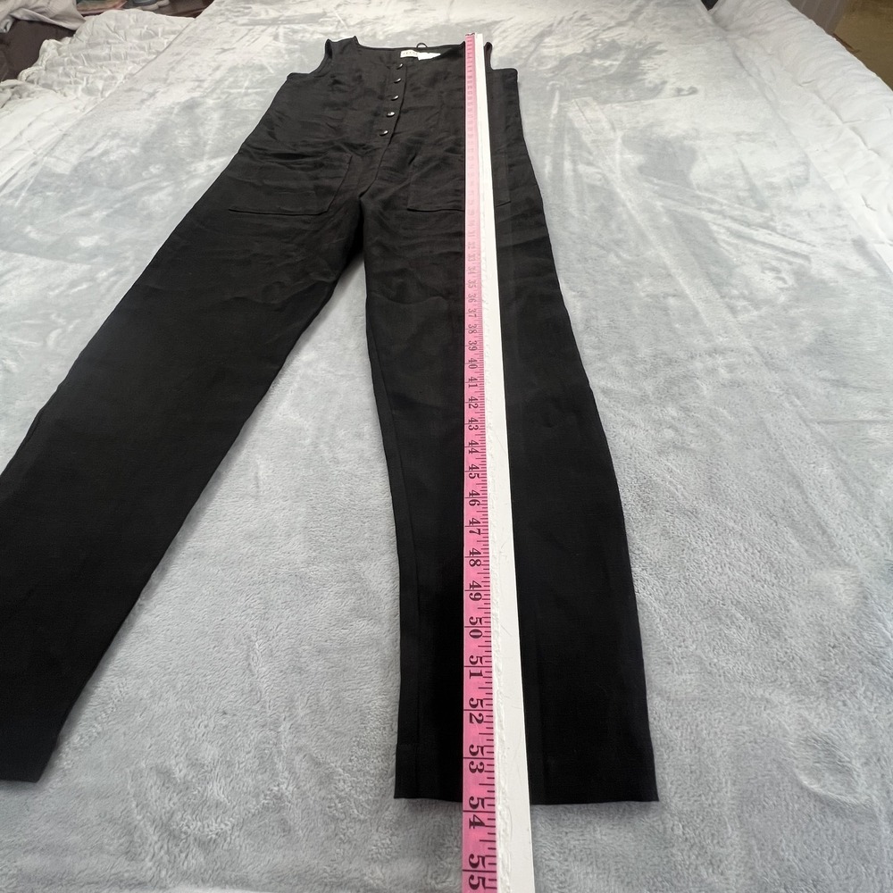 Offon Clothing Linen Jumpsuit Womens S Black Sleeveless Button Front Pockets - Picture 7 of 15